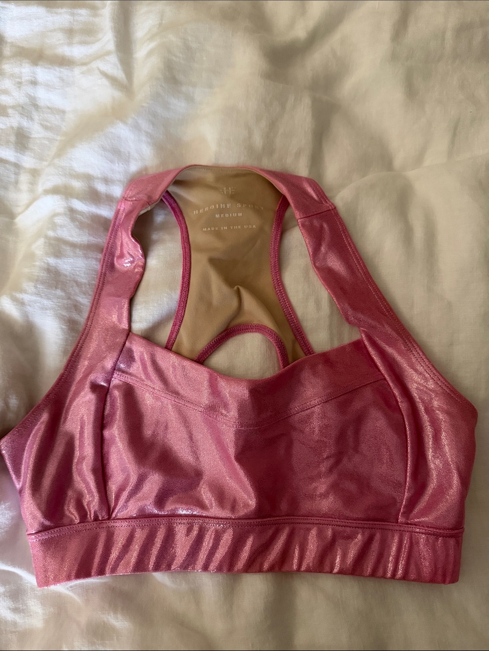 Heroine Sport Metallic Pink Racerback Sports Bra